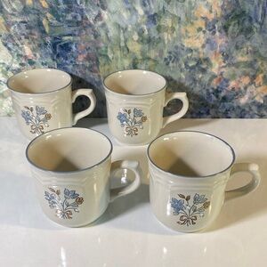 Blue and Cream Floral Mugs Set Of 4 Tea Coffee Party